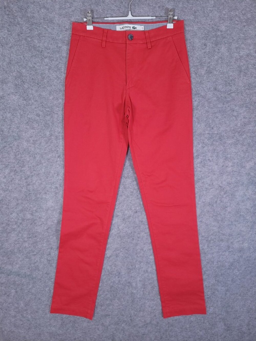 Lacoste Mens Slim Fit Stretch Gabardine Chino Pants 29x33 Red Style HH9553